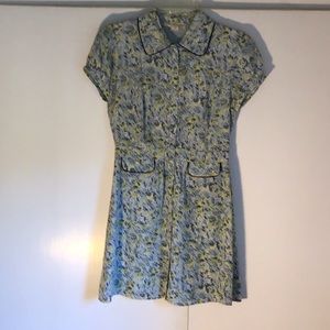 Blue Flower Button Down Dress
